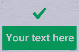 Custom green background, green tick sign